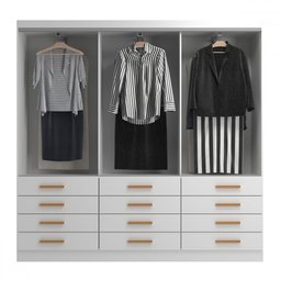 Guarda-roupa Casal New Mônaco 6 Portas 12 Gavetas Branco - Evidência Móveis - 3 Guarda-roupa Casal New Mônaco 6 Portas 12 Gavetas Branco - Evidência Móveis - 3