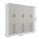 Ver imagem 4 de Guarda-roupa Casal New Mônaco 6 Portas 12 Gavetas Branco - Evidência Móveis