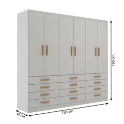 Guarda-roupa Casal New Mônaco 6 Portas 12 Gavetas Branco - Evidência Móveis - 4 Guarda-roupa Casal New Mônaco 6 Portas 12 Gavetas Branco - Evidência Móveis - 4