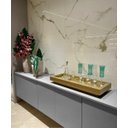 Ver imagem 1 de Bandeja Grande Espelho Dourado Luxo Decoração 60x30