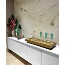 Ver imagem 4 de Bandeja Grande Espelho Dourado Luxo Decoração 60x30