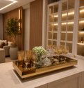 Ver imagem 3 de Bandeja Grande Espelho Dourado Luxo Decoração 60x30