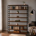 Ver imagem 1 de Estante Multiuso Organizador Livreiro Estilo Industrial 180x140 Preto Imbuia