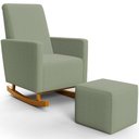 Ver imagem 1 de Poltrona de Amamentação com Balanço e Puff Ravena W01 Bouclê Oliva - Lyam Decor