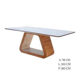 Conjunto de Mesa Gavea 1,80m com 6 Cadeiras - Madeira Maciça Tampo em Laca - Távoli Decor - 6