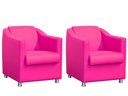 Ver imagem 1 de Kit 2 Poltronas Decorativa Biane Couro Rosa Pink Pés Cromado Ms Decor
