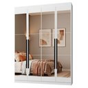 Ver imagem 2 de Guarda-Roupa Solteiro 4 Portas Batentes com Espelhos Branco/Branco/Preto Netuno Madesa