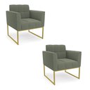 Ver imagem 1 de Poltrona Decorativa Industrial Dourado Kit 2 Elisa Bouclê Menta D03 - D'Rossi