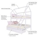 Ver imagem 3 de Beliche Casinha Casal/solteiro Slim Rb com 02 Gavetas Madeira Maciça Branco Housin