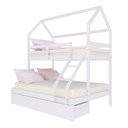 Ver imagem 2 de Beliche Casinha Casal/solteiro Slim Rb com 02 Gavetas Madeira Maciça Branco Housin