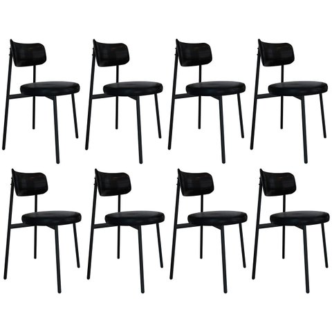 Cadeira de Jantar Estofada Kit 8 Nyka M25 Sintético Preto - Mpozenato