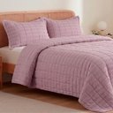 Ver imagem 2 de Kit Cobre Leito Linen Casal Micropercal 300 Fios Matelassê Colcha 3 Peças Efeito Creponado Lavanda