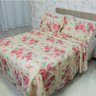 Cobre Leito Colcha Pique Estampado Rosas Casal Queen 2,20x2,50m 3 Peças Casa Dona - 3
