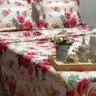 Cobre Leito Colcha Pique Estampado Rosas Casal Queen 2,20x2,50m 3 Peças Casa Dona - 2