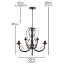 Ver imagem 2 de Lustre Rústico de Ferro com 5 Bocais Decorativo Retrô para Sala de Jantar