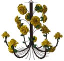 Ver imagem 1 de Linda Luminária de Ferro com Flores para Sala de Jantar Grande - Amarelo