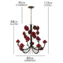 Ver imagem 2 de Linda Luminária de Ferro com Flores para Sala de Jantar Grande - Vermelho
