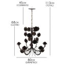 Ver imagem 2 de Linda Luminária de Ferro com Flores para Sala de Jantar Grande - Verniz