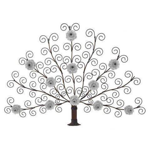 Árvore Vintage de Ferro com Flores Artesanais para Decoração de Varanda - Branco