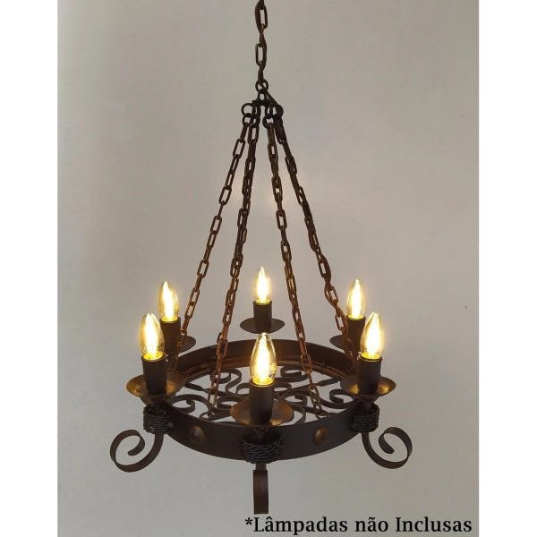 Luminária de 6 Bocais Artesanal para Decoração de Cozinha Rústica Vintage - 5