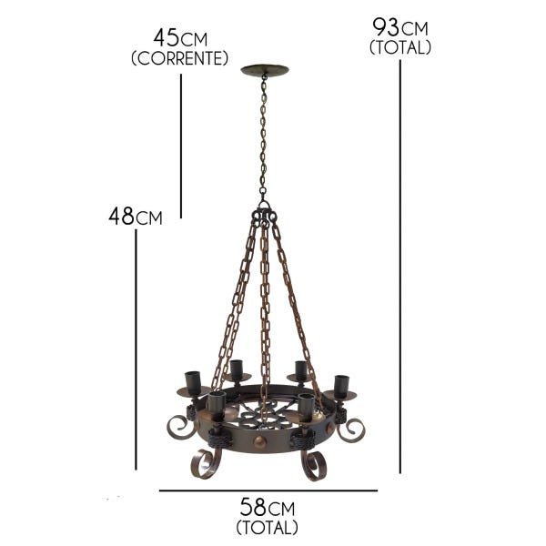 Luminária de 6 Bocais Artesanal para Decoração de Cozinha Rústica Vintage - 2