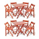 Ver imagem 1 de Kit 2 Jogos de Mesa Dobrável com 4 Cadeiras de Madeira Ideal para Bar e Restaurante Flexo Gourmet Pr