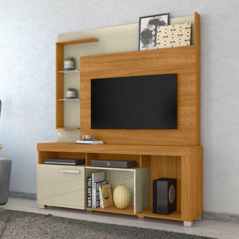 Home para TV Home Villa Mistral 1 Porta Cumaru Opala 50 Polegadas 160cm MDP Casah