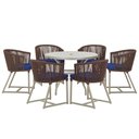 Ver imagem 1 de Mesa com 6 Cadeiras de Jantar Roma 120cm e Noronha em Alumínio Fendi Corda Náutica Estofado 10 Trama
