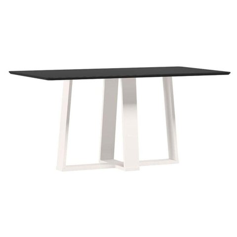 Mesa de Jantar Rubi 160x90 Cm com Vidro Off White Preto - New Ceval