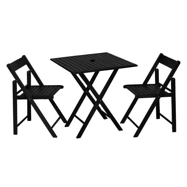 Kit 2 Jogos de Mesa com 2 Cadeiras Dobrável de Madeira Flexo Gourmet Preto com Suporte para Ombrelon - 3