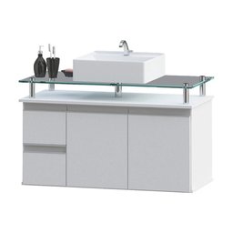 Gabinete Banheiro 2 Gavetas 2 Portas Diamante 80cm - Branco - Branco - 1