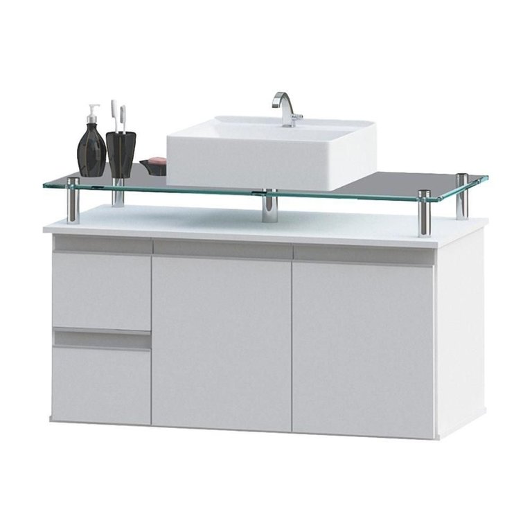 Gabinete Banheiro 2 Gavetas 2 Portas Diamante 80cm - Branco - Branco Gabinete Banheiro 2 Gavetas 2 Portas Diamante 80cm - Branco - Branco
