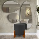 Ver imagem 1 de Puff Decorativo Principe Redondo Pes Madeira Tecido Veludo - Cinza