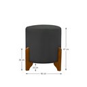 Ver imagem 4 de Puff Decorativo Principe Redondo Pes Madeira Tecido Veludo - Cinza