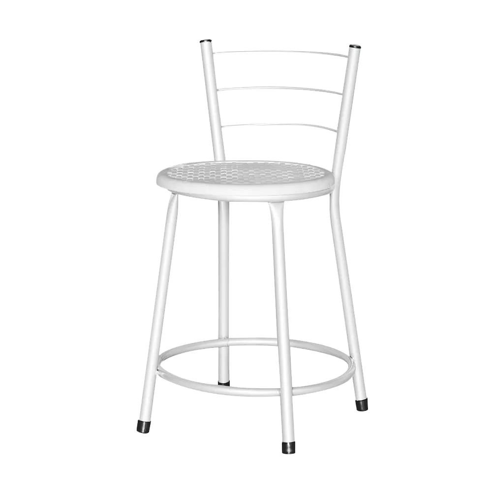 Banqueta Baixa Assento Ratan Branca Retro  - 1