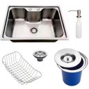 Ver imagem 1 de Cuba Gourmet Pia Inox 304 com Lixeira Embutir 5L Dosador de Sabão Cesto e Válvula Aria - Ecubas