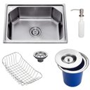 Ver imagem 1 de Cuba Gourmet Pia Inox 304 com Lixeira Embutir 5L Dosador de Sabão Cesto e Válvula Silver - Ecubas