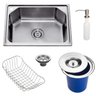 Cuba Gourmet Pia Inox 304 com Lixeira Embutir 5L Dosador de Sabão Cesto e Válvula Silver - Ecubas - 1