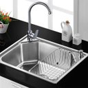 Ver imagem 2 de Cuba Gourmet Pia Inox 304 com Lixeira Embutir 5L Dosador de Sabão Cesto e Válvula Silver - Ecubas