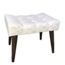 Ver imagem 1 de Puff Capitonê Luxo Jacquard Luxo Branco com Prata Geométrico