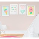 Ver imagem 1 de Quadro Infantil Quarto Bebê Menina Doces Sorvete Sweet Dream Kit 4 Peças