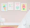 Ver imagem 1 de Quadro Infantil Quarto Bebê Menina Doces Sorvete Sweet Dream Kit 4 Peças