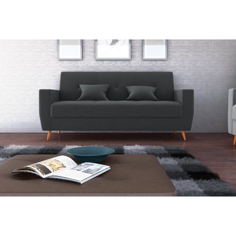 Sofá Cama Pamela Veludo Cinza E425 - Matrix