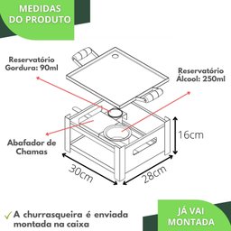 Chapa a Álcool Fogareiro Churrasqueira Bistequeiras de Inox - 7