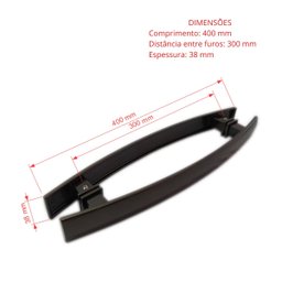 Puxador duplo curvo 40x30cm para porta de vidro e portão - Bronze - 3