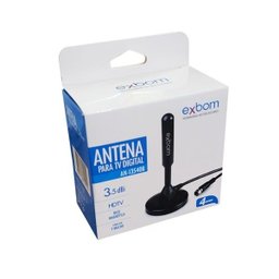 Antena Digital Amplificada Hdtv / Uhf / Vhf Interna e Externa 4M Base Ima Prova D Água 3.5Dbi Exbom - 2