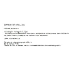 MARRETA ANTIRETORNO EMBORRACHADA CABEÇA 40MM//MTX - 4