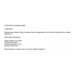 Misturador para Tintas e Gesso 120 X 600 Mm, Encaixe Sds Plus//mtx - 4