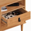 Ver imagem 4 de Mesa de Cabeceira Compacta Pés Altos 2 Gav 1 Nicho Madeira Mikka Freijó Idimex