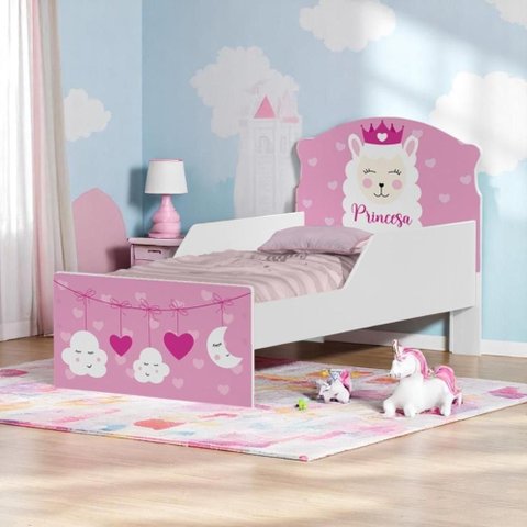 Cama Infantil Mini Cama Menina Lhama MDF Rosa Casah